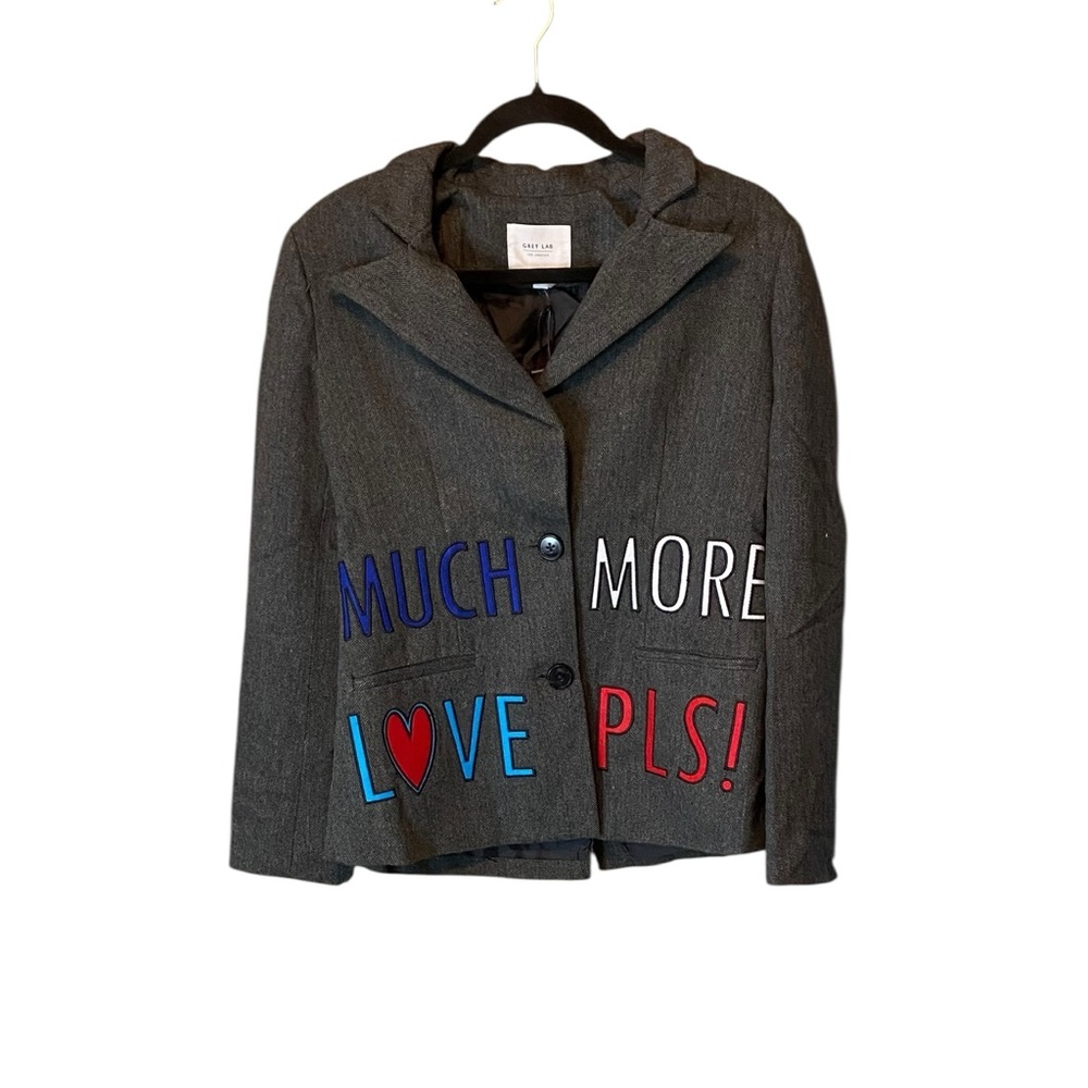 Grey Lab Los Angeles Statement Graphic Blazer NWT Small Streetwear Chic